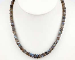 Labradorite Necklace Black Rainbow 6 - 9 mm