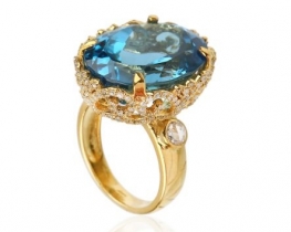 Prstan modri topaz in diamanti ADMIRAL BLUE