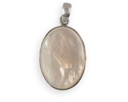 Silver Pendant Snow-White Mother of Pearl