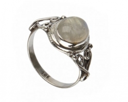 Silver Ring Two HEARTS - Moonstone & Amethyst