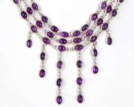 Sterling Silver Neklace DIXIE with Amethysts