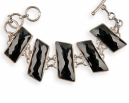 Silver Bracelet SANDY - Black Onyx & Carnelian