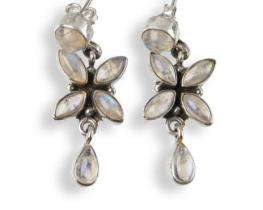 Silver Earrings RAINBOW BUTTERFLY with Moonstone