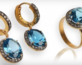 Victorian Earrings BLUE RAY - Blue Topaz & Diamonds 