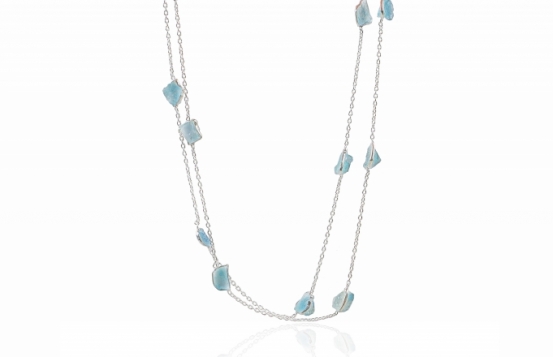 Silver Necklace Aquamarine 90 & 95 cm
