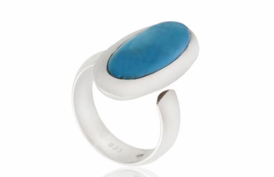 Silver Ring Turquoise Blue Bird