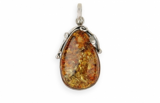 Amber Pendant Dioniz - Silver ornament