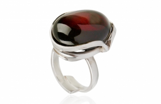 Silver Ring CHERRY AMBER