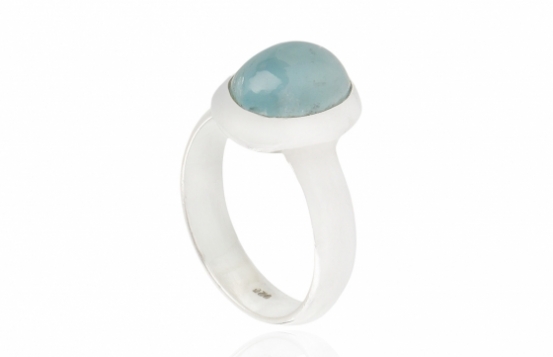 Silver Ring Aquamarine Azure Blue