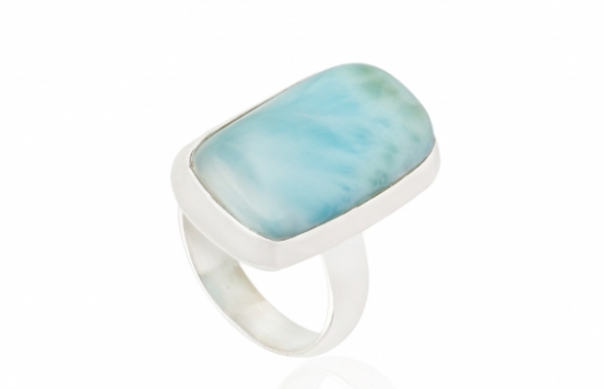 Silver Ring LARIMAR Couchion 12 x 20 mm