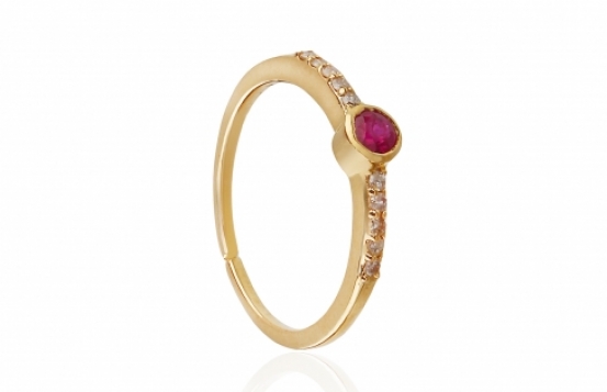 Gold Ring Ruby & Diamonds 18 K