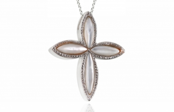 Silver Pendant Cross - Mother of Pearl 