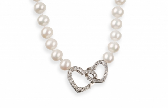 Pearl Necklace Love Heart