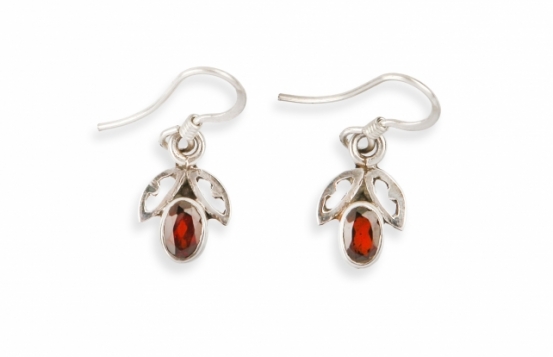 Silver Earrings Firefly - Garnet and Iolite
