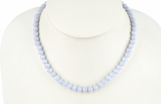 Blue Chalcedony Necklace 6 mm
