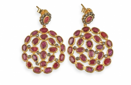 Victorain Earrings DESIRE with Rubies and Diamonds 