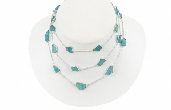 Aquamarine Silver Necklace - 3R