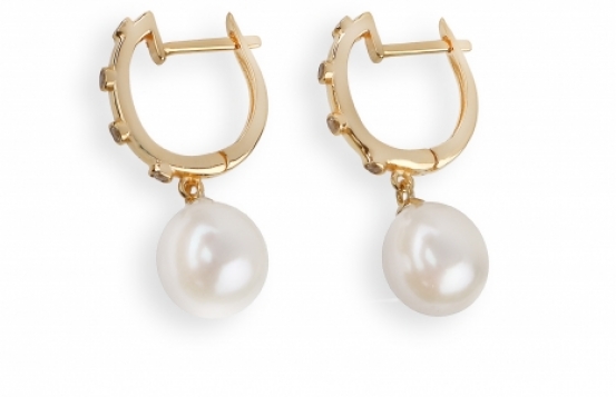 Pearl Earrings LYRA with White Sapphires