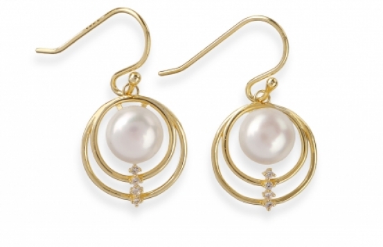 Pearl Earrings Orion with White Sapphires