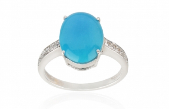 Silver Ring Arizona Turquoise with Topaz