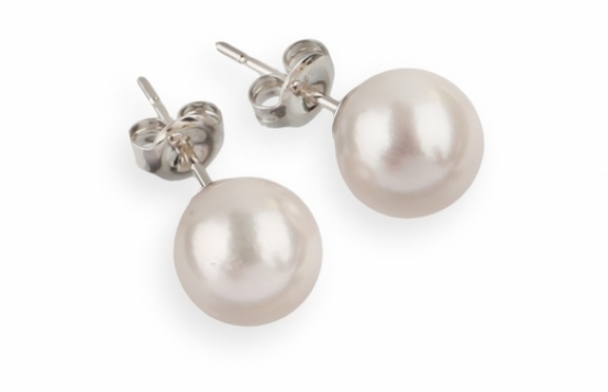 Gold Akoya Pearls Earrings SNOW WHITE 8,5 mm AA