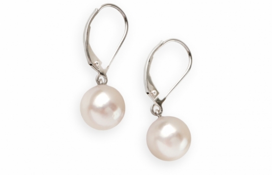 White Gold Earrings Akoya Pearls 9 mm