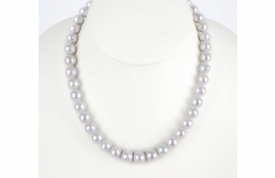 Pearl Necklace Silver White MIRAMAR 11mm