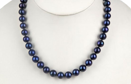 Pearl Necklace Blue Velvet 11 mm