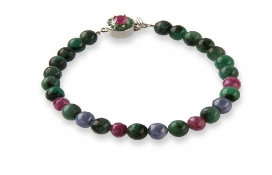 Emerald Bracelet with Rubies & Blue Sapphires 