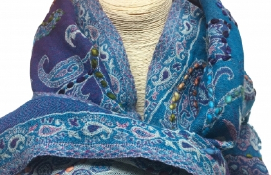 Wool scarf JAMAWAR Turquoise - violete