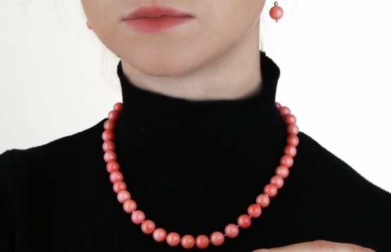 Ogrlica zapestnica in uhani roza korale - set ROSE