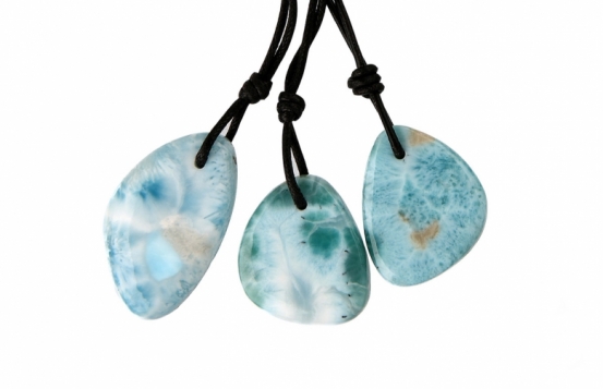 Larimar Pendants on a Leather string