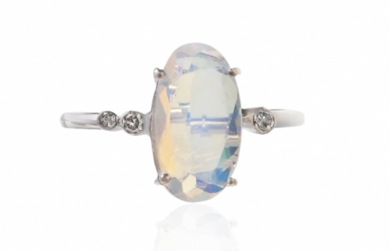 Silver Ring Allegretto - Opal with Diamonds