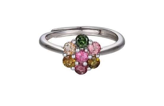 Silver Ring Kaleidoscope with Tourmalines