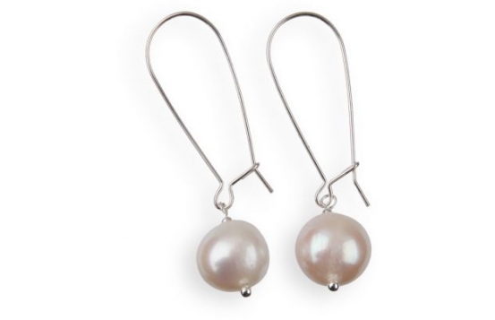 Silver Pearl Earrings MIRAMAR 12 mm