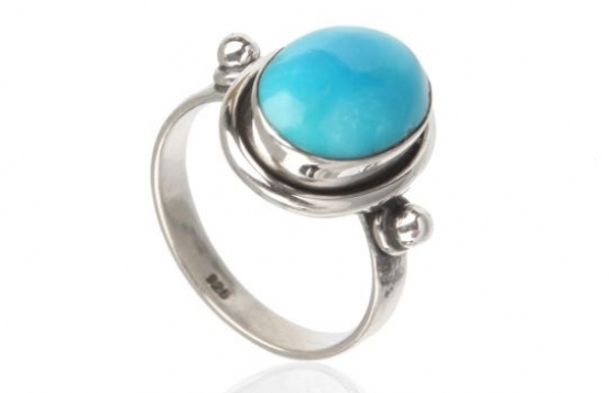 Silver Ring Turquoise Blue Bird ARIES