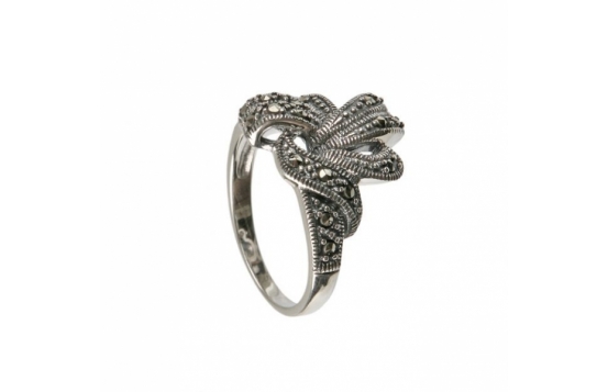 Silver Ring BOW With Marcasites
