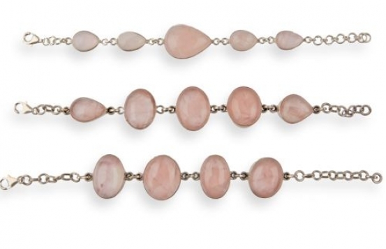 Silver Bracelets ROSE with Rose Quartz