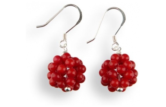 Silver Earrings Coral Balls