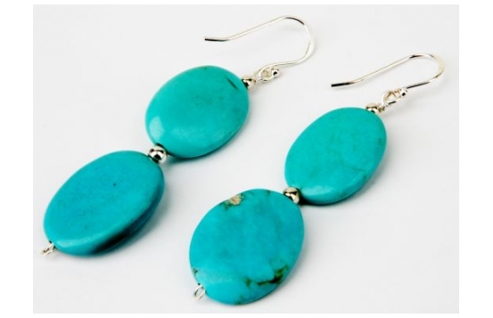 Silver Earrings Turquoise 13 x 18 mm A