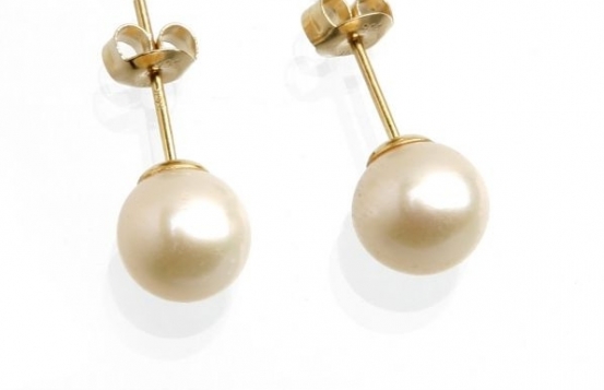 Gold Pearl Earrings Miramar 9 mm 