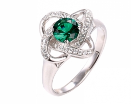 Silver Ring LOVE SMILE TWIST Emerald