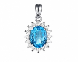 Blue Topaz Pendant Love Blue 12 x 15 mm