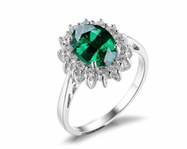 Silver Ring LOVE BEAM EMERALD