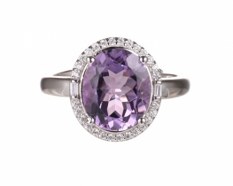 Silver Ring Amethyst Love Beam