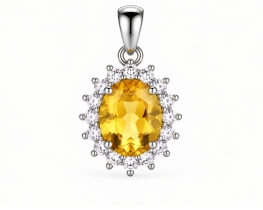 Silver Pendant Citrine Love Beam  