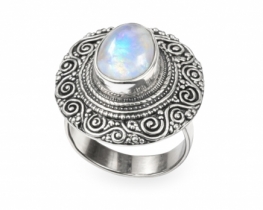 Srebrn prstan Mavrični Mesečev kamen ARIANA