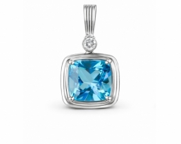 Zlat obesek NEA - modri topaz z diamanti