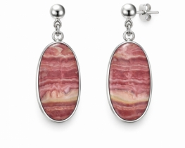 Srebrni uhani Rodokrozit Rosaria oval