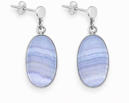 Silver Dangle Earrings Chalcedony Aqualis
